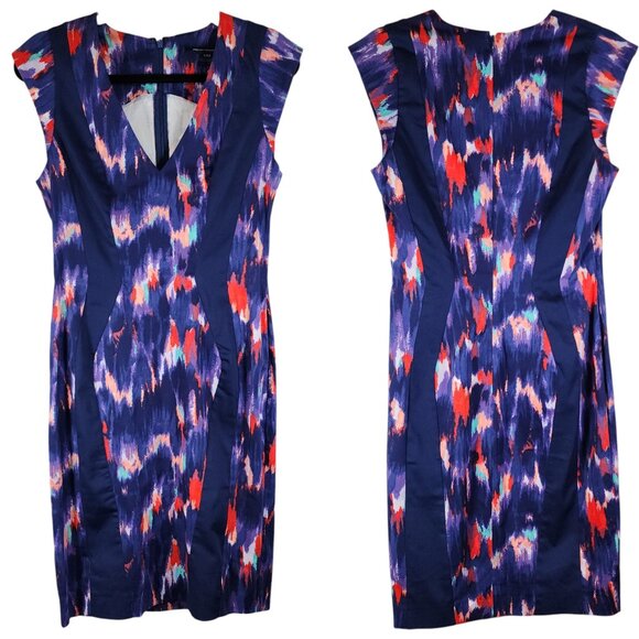 French Connection Electric Avenue Multicolor Graphic Sheath Dress Size 8 - Picture 2 of 15